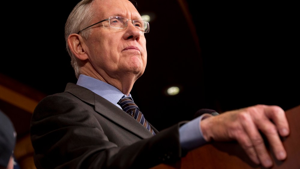 Senate Majority Leader Harry Reid (D-Nev.) pauses during a news conference on Capitol Hill in Washington on Nov. 21, 2013.