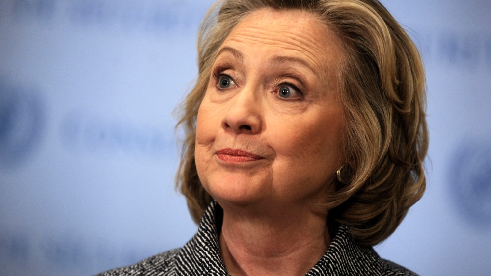 Former United States Secretary of State Hillary Clinton speaks to the media after keynoting a Women's Empowerment Event at the United Nations on March 10, 2015 in New York City. (Photo by Dennis Van Tine/Geisler-Fotopres/picture-alliance/dpa/AP)