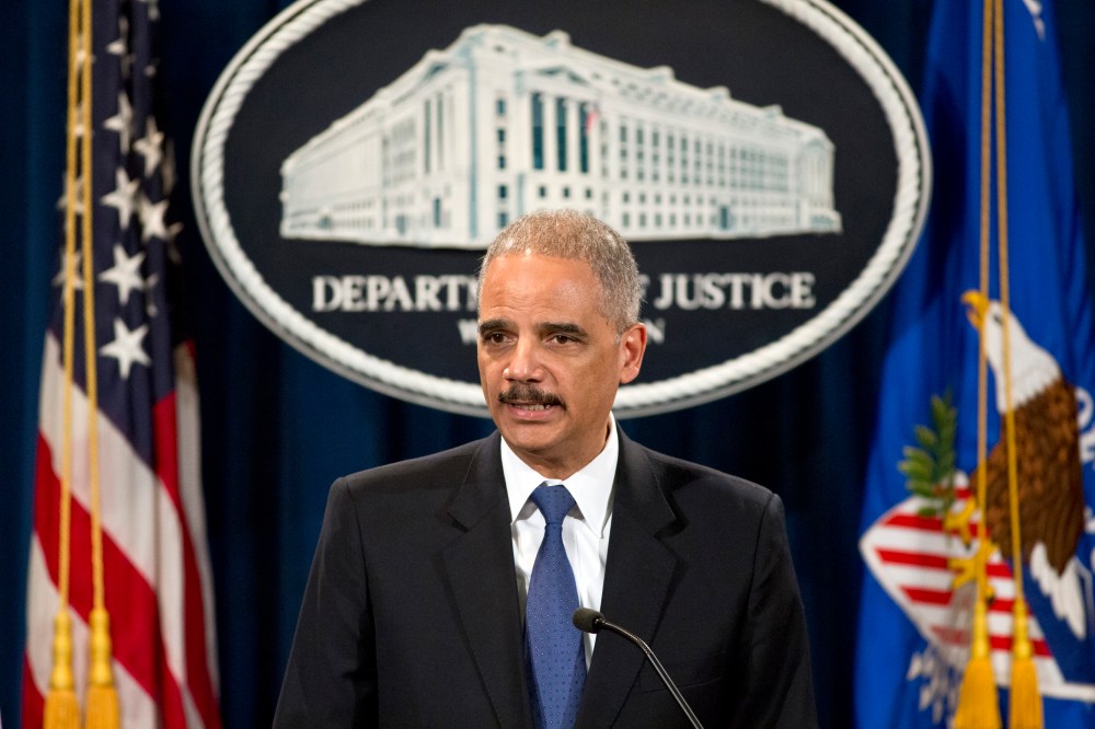 Attorney General Eric Holder speaks during a news conference at the Justice Department in Washington, Tuesday, May 14, 2013.  (AP Photo/J. Scott Applewhite)