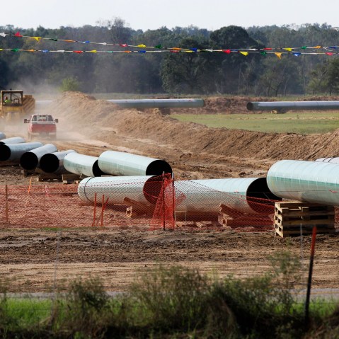 Large sections of pipe are shown in Sumner, Texas on Oct. 4, 2012. Safety regulators have quietly placed two extra conditions on construction of TransCanada Corp.'s Keystone XL oil pipeline after learning of potentially dangerous construction defects invo