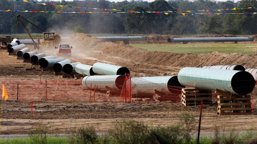 Large sections of pipe are shown in Sumner, Texas on Oct. 4, 2012. Safety regulators have quietly placed two extra conditions on construction of TransCanada Corp.'s Keystone XL oil pipeline after learning of potentially dangerous construction defects invo