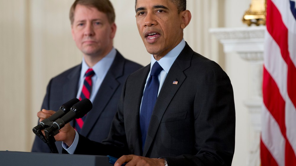 President Barack Obama, renominating Richard Cordray last week to head the CFPB, once again faces Republican obstruction in the Senate. (AP Photo/Carolyn Kaster)