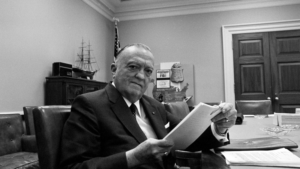 FBI director J. Edgar Hoover is shown at his office desk in Washington, D.C., on July 1, 1970.