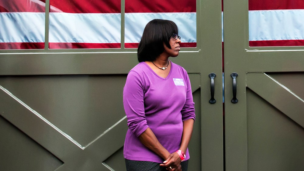 Jenean Hampton waits to speak on Oct. 12, 2014, during Rand Paul's Barnburner & BBQ in Bowling Green, Ky. (Photo by Bac To Trong/Daily News/AP)