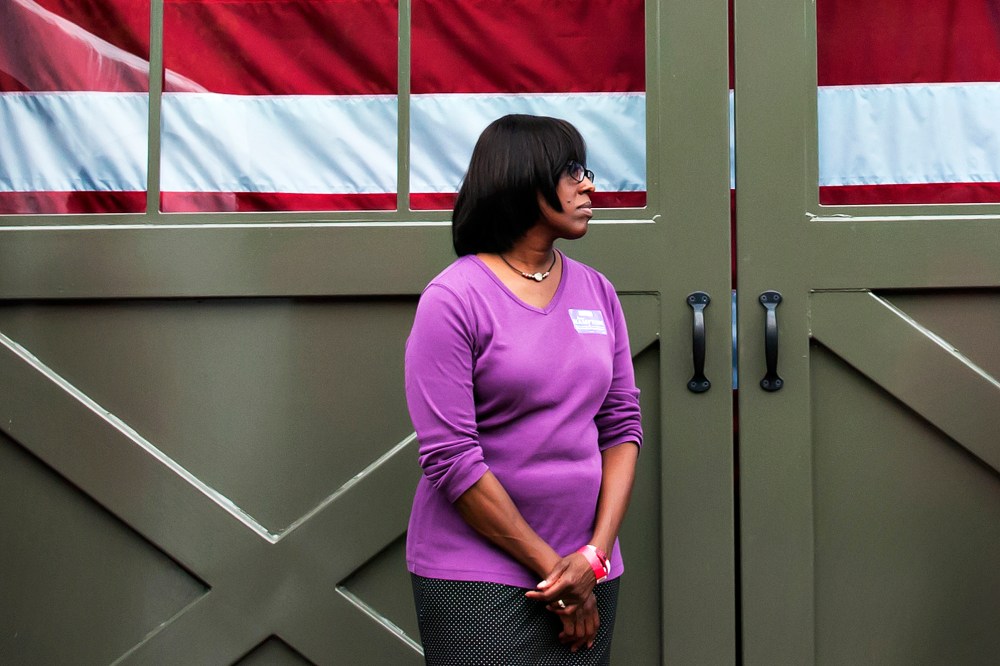 Jenean Hampton waits to speak on Oct. 12, 2014, during Rand Paul's Barnburner & BBQ in Bowling Green, Ky. (Photo by Bac To Trong/Daily News/AP)
