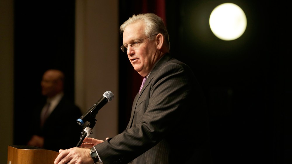 Missouri Gov. Jay Nixon speaks before signing an executive order creating a Ferguson Commission on Nov. 18, 2014, in St. Louis, Mo. (Photo by Jeff Roberson/AP)