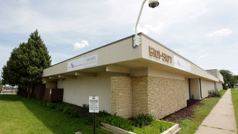 A security camera outside South Wind Women's Center in Wichita, Kansas, Aug. 23, 2013. Reopened in April 2013, the clinic was closed four years earlier after its owner, Dr. George Tiller, was killed.