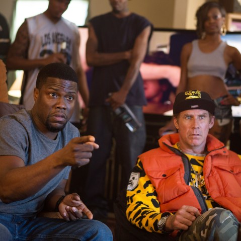 In this image released by Warner Bros. Entertainment Inc., Kevin Hart, left, and Will Ferrell appear in a scene from the film, "Get Hard." (Photo by Patti Perret/Warner Bros. Entertainment Inc. via AP)