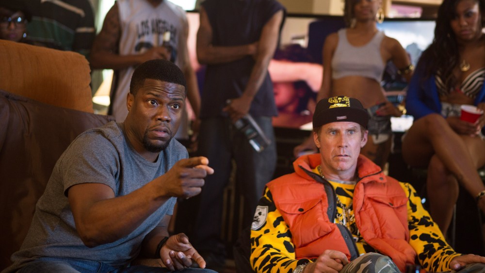 In this image released by Warner Bros. Entertainment Inc., Kevin Hart, left, and Will Ferrell appear in a scene from the film, "Get Hard." (Photo by Patti Perret/Warner Bros. Entertainment Inc. via AP)