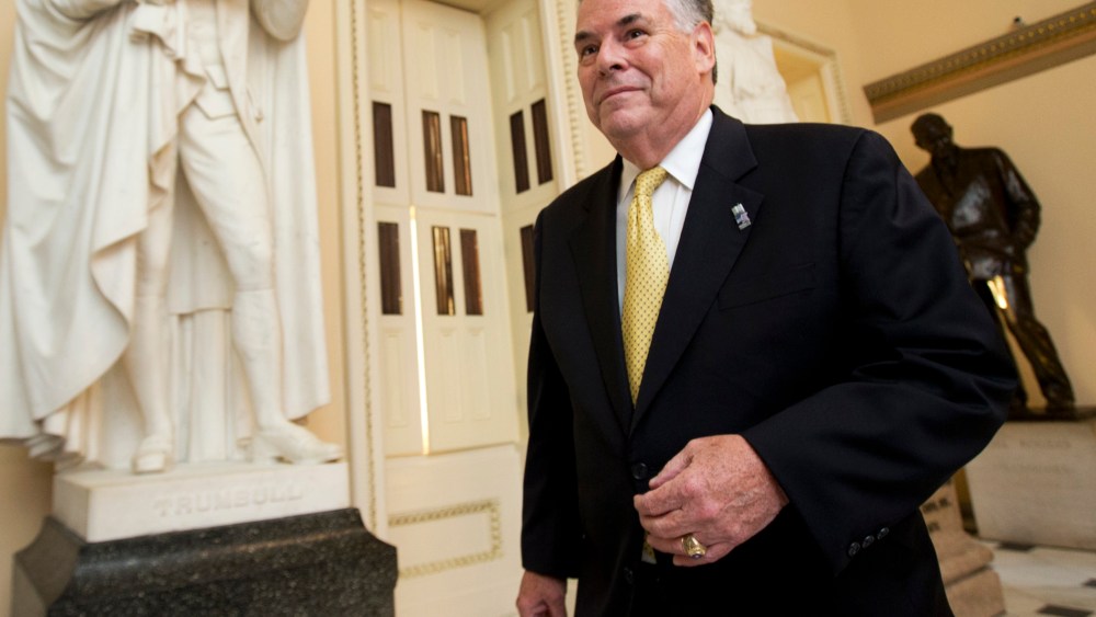 Rep. Peter King, R-N.Y., walks towards the House Chamber on Capitol Hill, in Washington, Sept. 30, 2013.