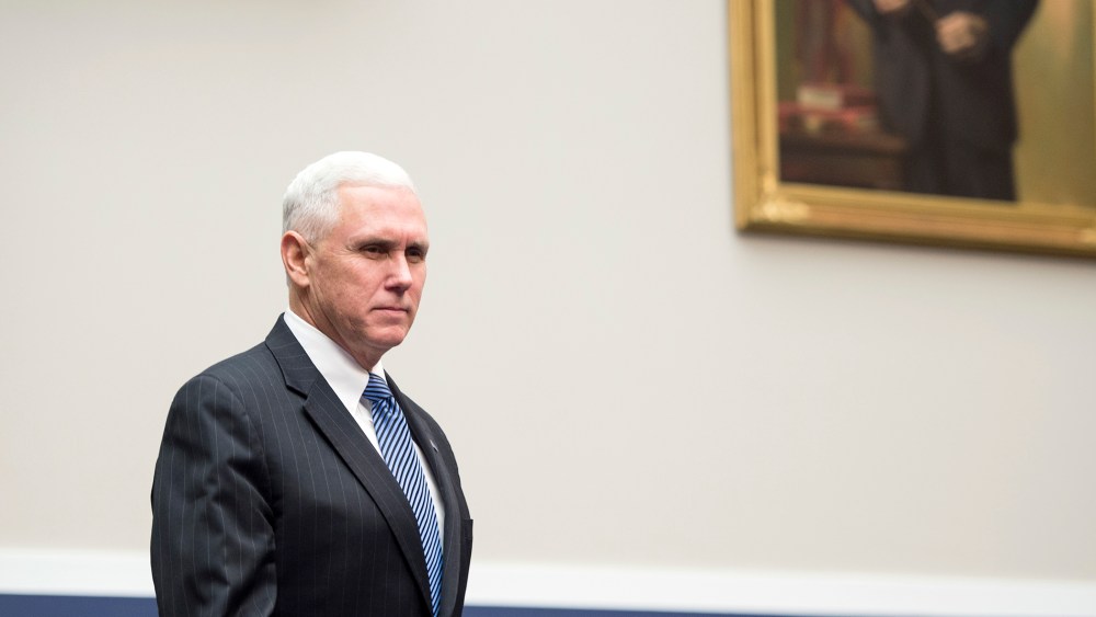 Gov. Mike Pence, R-Ind., arrives to testify during a hearing on Wednesday, Feb. 4, 2015 in Washington, D.C. (Photo By Bill Clark/CQ Roll Call/AP)