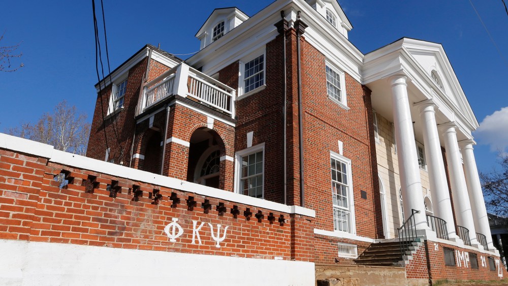 The Phi Kappa Psi fraternity house at the University of Virginia in Charlottesville, Va. on Nov. 24, 2014. (Steve Helber/AP)