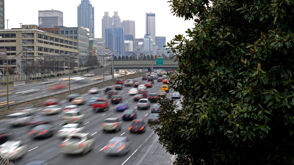 Traffic thickens on Interstate 75/85, Feb. 25, 2015, in Atlanta, Ga. (Photo by David Tulis/AP)