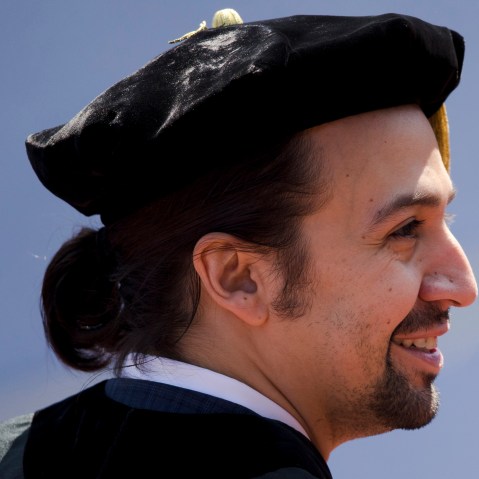 Lin-Manuel Miranda, creator of the Broadway musical "Hamilton," smiles during the University of Pennsylvania commencement ceremony, May 16, 2016, in Philadelphia. (Photo by Matt Rourke/AP)