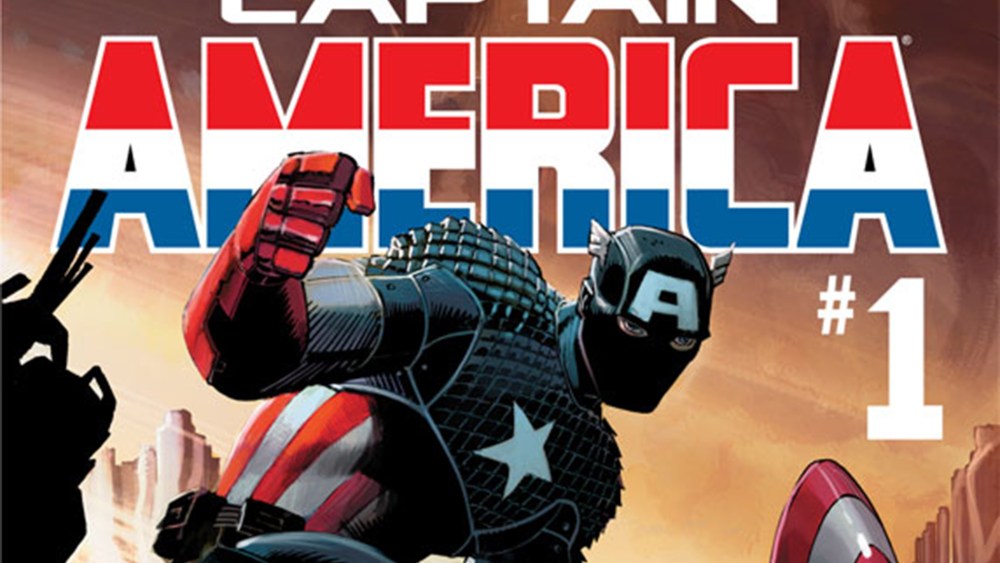 The cover of a "Captain America" comic.