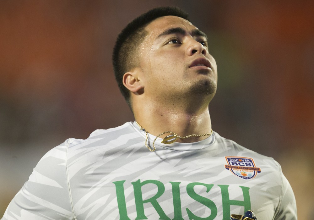 Jan. 7, 2013 - Miami Gardens, Florida, United States of America - January 7, 2013: Notre Dame inside linebacker Manti Te'o (5) prior to the Discover BCS National Championship between the Alabama Crimson Tide and the Notre Dame Fighting Irish at Sun...