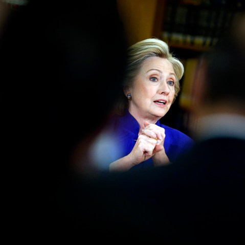 Democratic presidential candidate Hillary Rodham Clinton speaks at an event at Rancho High School, May 5, 2015, in Las Vegas. (Photo by John Locher/AP)