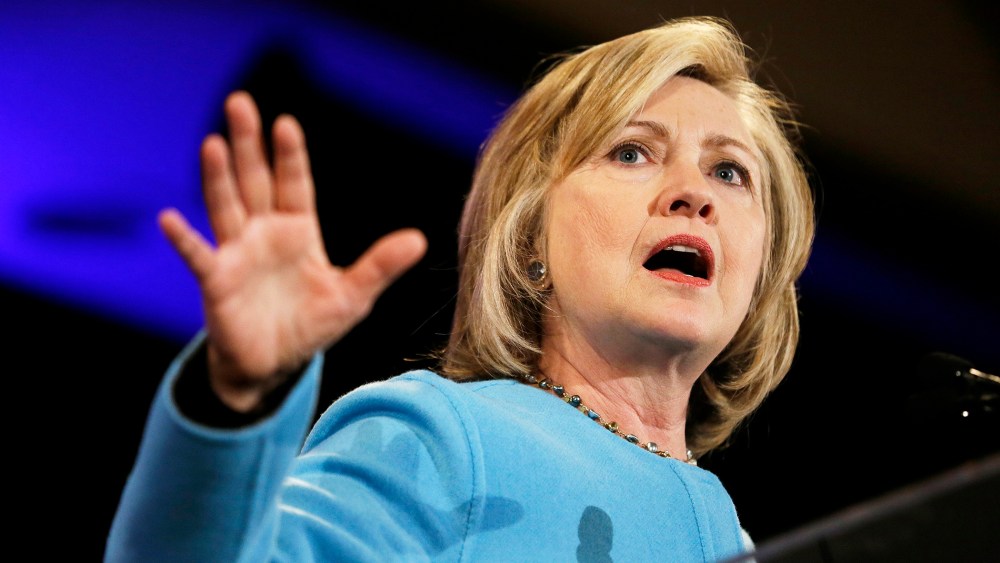 Former Secretary of State Hillary Rodham Clinton speaks at a fundraiser for Democratic congressional candidates on Oct. 20, 2014, in San Francisco, Calif. (Photo by Eric Risberg/AP)