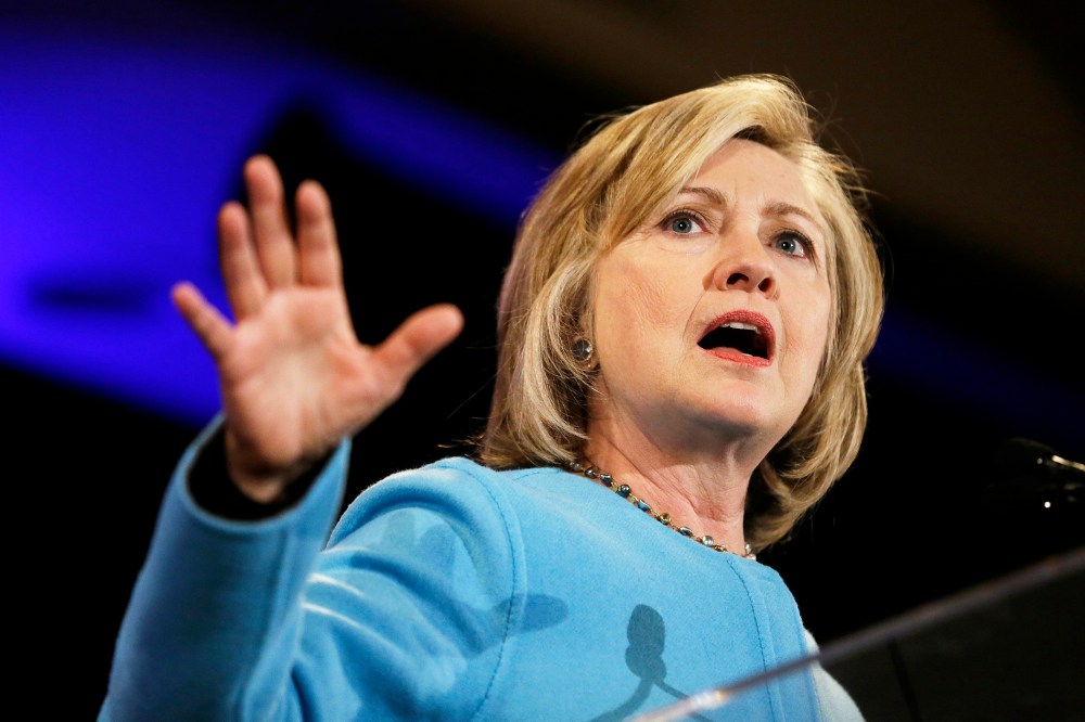 Former Secretary of State Hillary Rodham Clinton speaks at a fundraiser for Democratic congressional candidates on Oct. 20, 2014, in San Francisco, Calif. (Photo by Eric Risberg/AP)