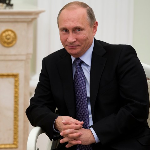 Russian President Vladimir Putin meets with Prince Albert II of Monaco in the Kremlin in Moscow, Russia, Oct. 21, 2015. (Photo by Pavel Golovkin/AP)