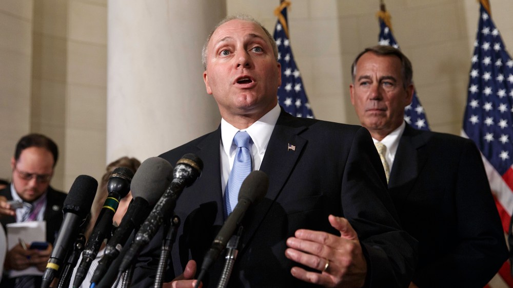 Rep. Steve Scalise, R-La. speaks to reporters on Capitol Hill in Washington, D.C., June 19, 2014.