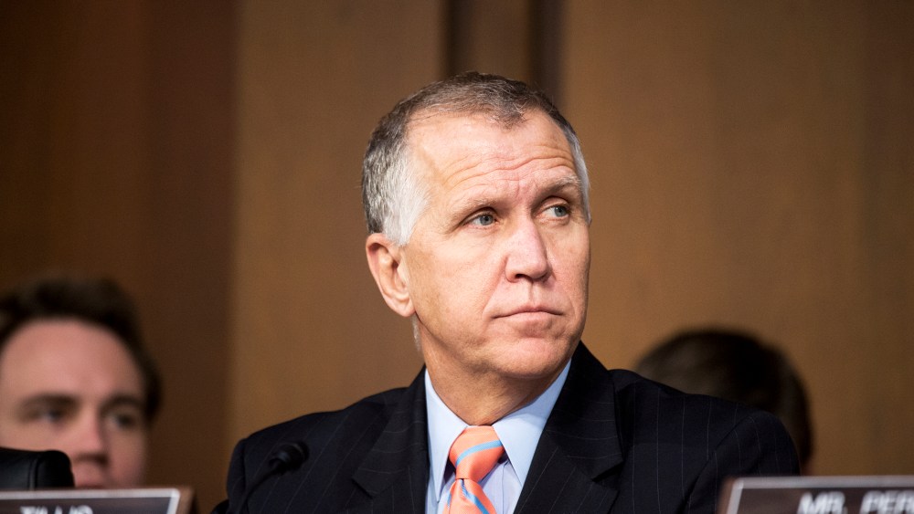 Sen. Thom Tillis, R-N.C., listens as U.S. Attorney General nominee Loretta Lynch testifies during her confirmation hearing in the Senate Judiciary Committee on Jan. 28, 2015. (Photo By Bill Clark/CQ Roll Call/AP)
