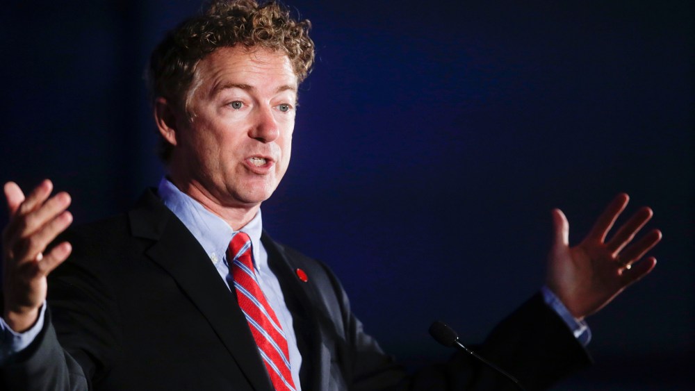 Sen. Rand Paul (R-Ky.) speaks at an event, Sept. 20, 2014, in Los Angeles, Calif. (Photo by Chris Carlson/AP)
