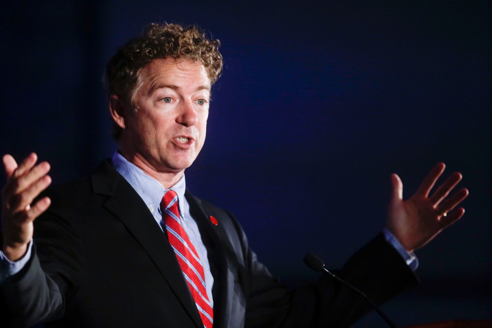 Sen. Rand Paul (R-Ky.) speaks at an event, Sept. 20, 2014, in Los Angeles, Calif. (Photo by Chris Carlson/AP)