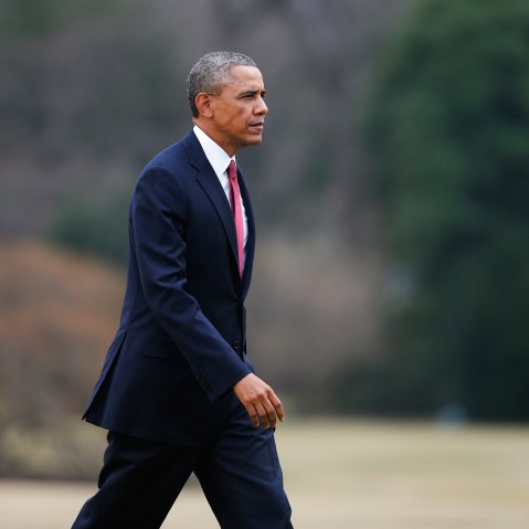 President Barack Obama walks on the South Lawn of the White House in Washington, Jan. 15, 2014.