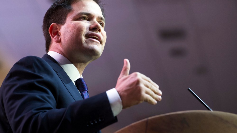 Sen. Marco Rubio, R-Fla., speaks at an event in National Harbor, Md., March 6, 2014. (Photo by Cliff Owen/AP)