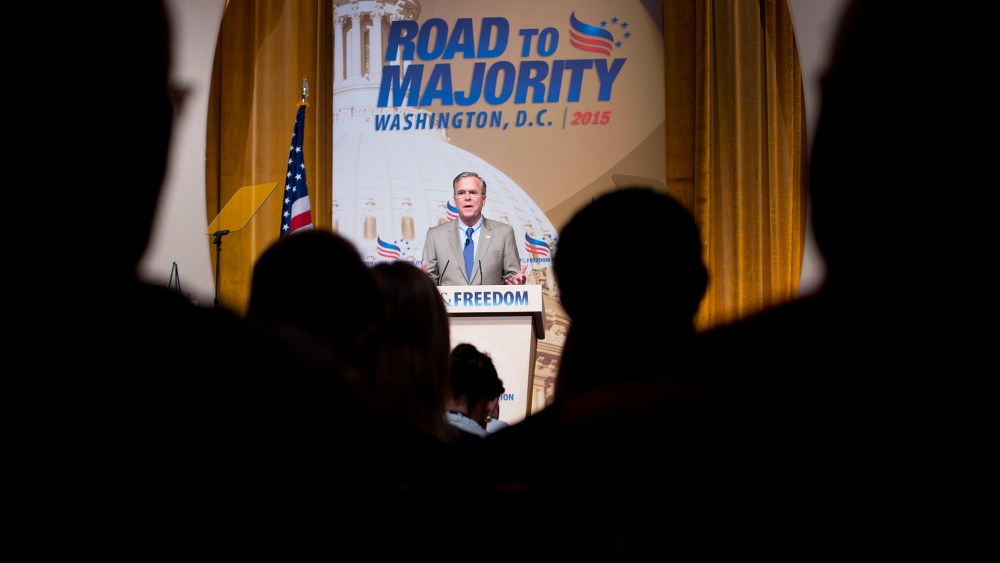 Republican presidential candidate, former Florida Gov. Jeb Bush speaks at the Road to Majority 2015 convention in Washington, D.C., June 19, 2015. (Photo by Pablo Martinez Monsivais/AP)