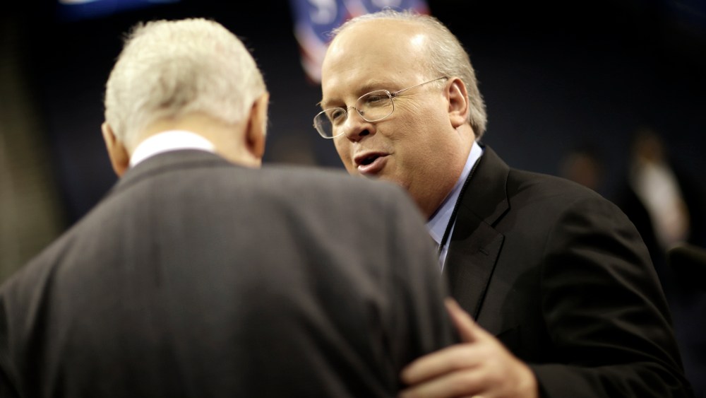 Karl Rove, former Senior Advisor and Deputy Chief of Staff to former President George W. Bush, on the floor of the Republican National Convention in Tampa, Fla., on Aug. 27, 2012.