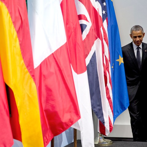 President Barack Obama arrives to speak at a news conference at the G-7 summit in Schloss Elmau hotel near Garmisch-Partenkirchen, southern Germany, June 8, 2015. (Photo by Carolyn Kaster/AP)