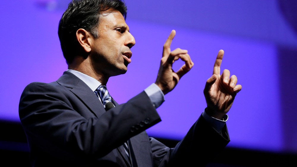 Louisiana Gov. Bobby Jindal speaks during The Family Leadership Summit, Aug. 9, 2014, in Ames, Iowa.