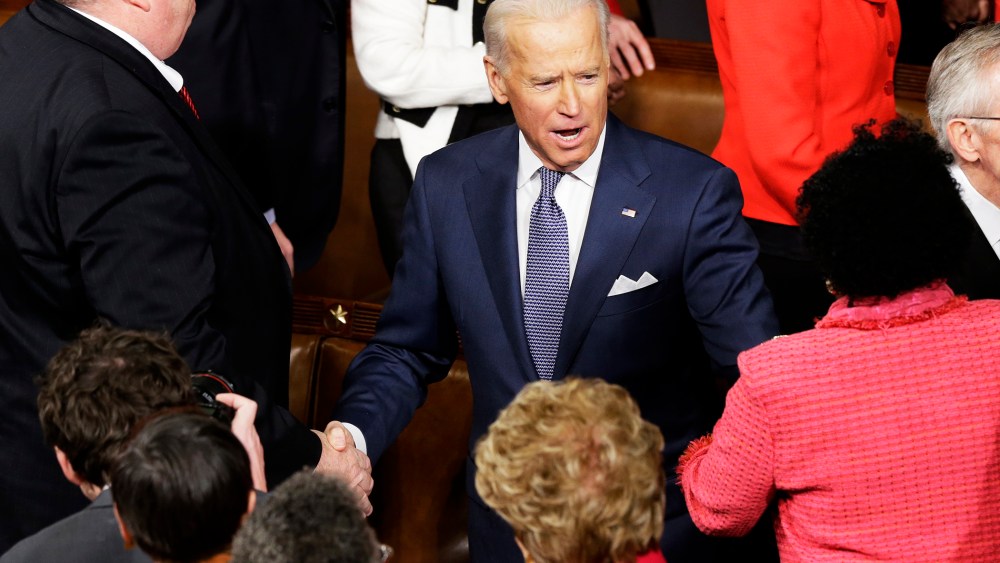 Vice President Joe Biden arrives the State of the Union address, Jan. 28, 2014.