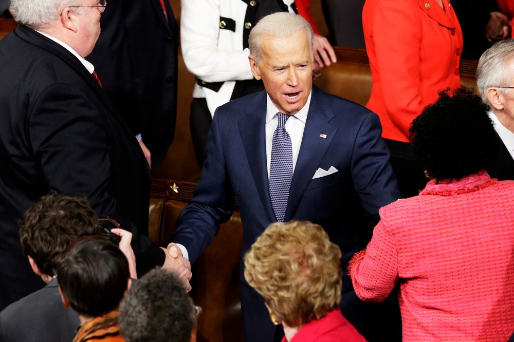 Vice President Joe Biden arrives the State of the Union address, Jan. 28, 2014.