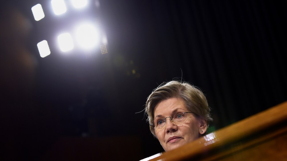 Sen. Elizabeth Warren, D-Mass., listens to testimony on Capitol Hill in Washington, D.C., on Feb. 24, 2015. (Photo by Susan Walsh/AP)