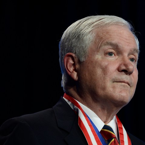 Former Defense Secretary Robert Gates addresses the Boy Scouts of America's annual meeting, May 23, 2014, in Nashville, Tenn., after being selected as the organization's new president.