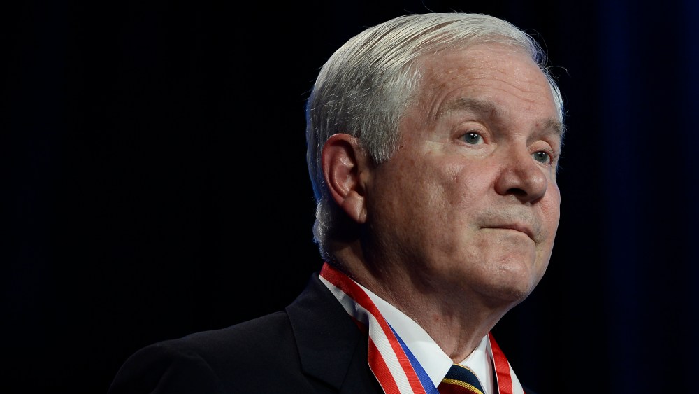 Former Defense Secretary Robert Gates addresses the Boy Scouts of America's annual meeting, May 23, 2014, in Nashville, Tenn., after being selected as the organization's new president.