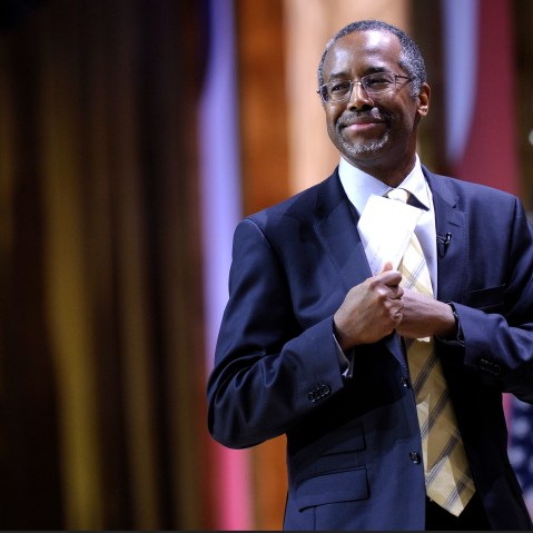 Dr. Ben Carson, professor emeritus at Johns Hopkins School of Medicine, speaks at the Conservative Political Action Committee annual conference in National Harbor, Md., on March 8, 2014. (Photo by Susan Walsh/AP)