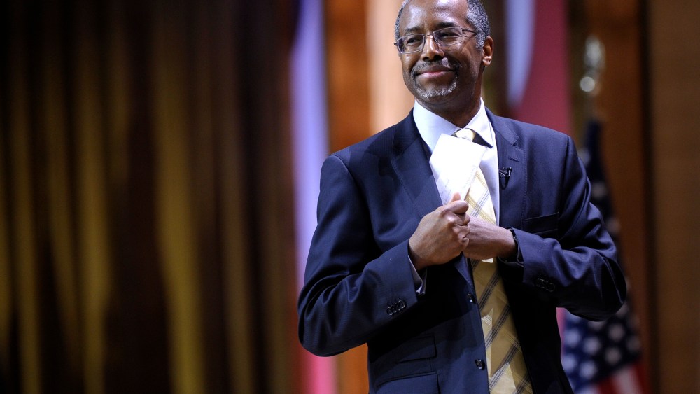 Dr. Ben Carson, professor emeritus at Johns Hopkins School of Medicine, speaks at the Conservative Political Action Committee annual conference in National Harbor, Md., on March 8, 2014. (Photo by Susan Walsh/AP)