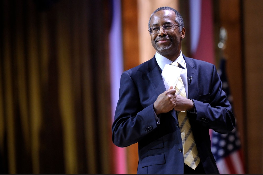 Dr. Ben Carson, professor emeritus at Johns Hopkins School of Medicine, speaks at the Conservative Political Action Committee annual conference in National Harbor, Md., on March 8, 2014. (Photo by Susan Walsh/AP)