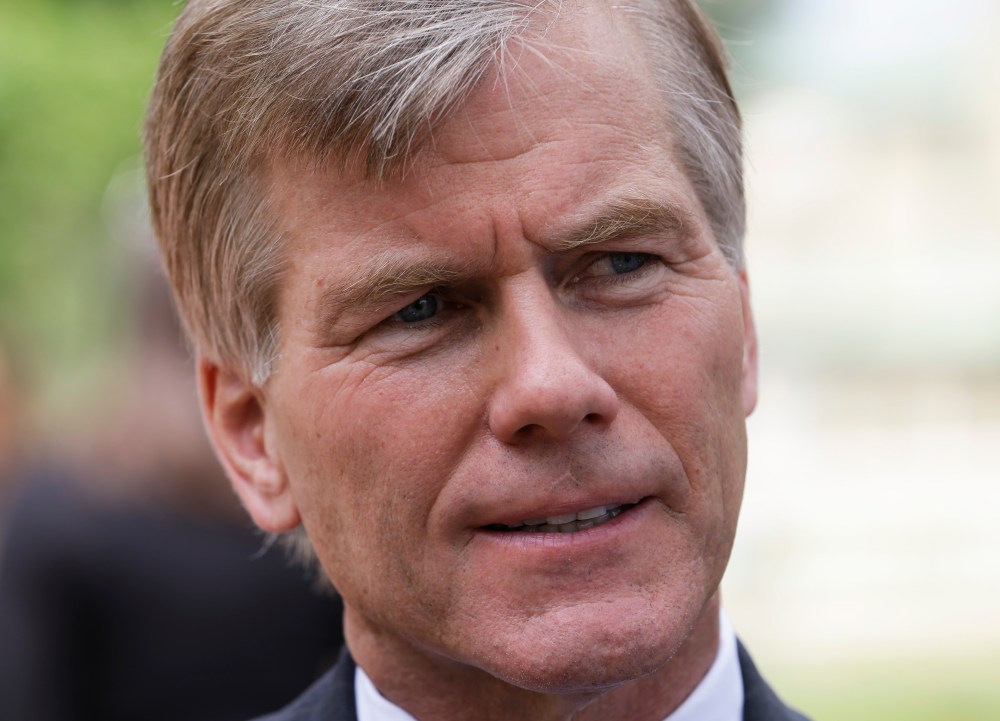 Virginia Gov. Bob McDonnell gestures as he answers reporters questions in Richmond, Va., Monday, June 24, 2013. McDonnell answered questions on the new state laws taking effect July 1. (AP Photo/Steve Helber)