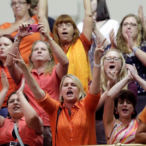 In this June 26, 2013 file photo, members of the gallery cheer and chant as the Texas Senate tries to bring an abortion bill to a vote as time expires, in Austin, Texas. (Photo by Eric Gay/AP)
