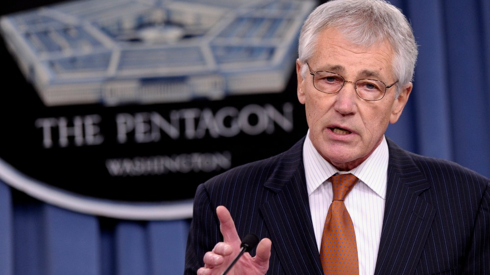 Defense Secretary Chuck Hagel speaks during a briefing at the Pentagon, Feb. 7, 2014.