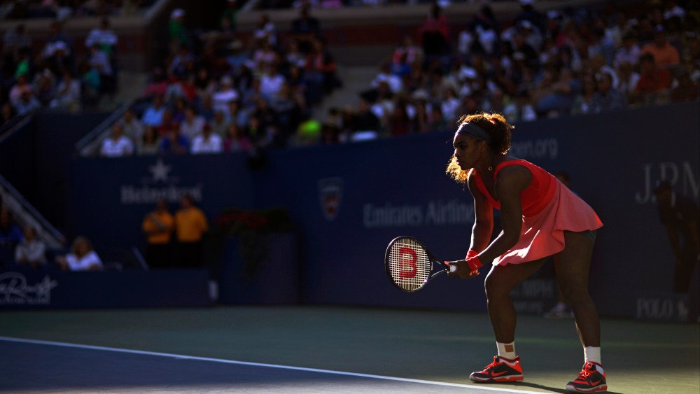 Serena Williams prepares for a serve during the semifinals of the 2013 U.S. Open tennis tournament, Sept. 6, 2013, in New York, N.Y. (Photo by David Goldman/AP)