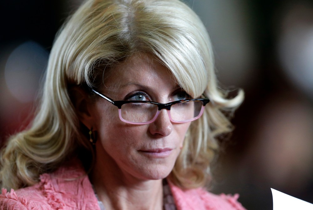 Sen. Wendy Davis, D-Fort Worth, listens as the Texas Senate debate an abortion bill before the final vote on July 12, 2013, in Austin, Texas.