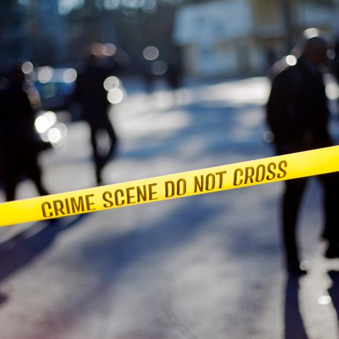 Crime scene tape blocks of an area. (David Goldman/AP)