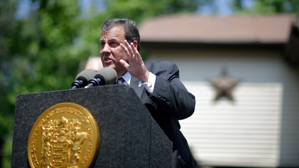 New Jersey Gov. Chris Christie speaks in Keansburg, N.J., July 7, 2014.