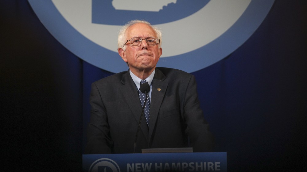 Democratic presidential candidate Sen. Bernie Sanders, I-Vt., pauses while speaking at the at New Hampshire Democrats party's annual dinner in Manchester, N.H., Nov. 29, 2015. (Photo by Cheryl Senter/AP)